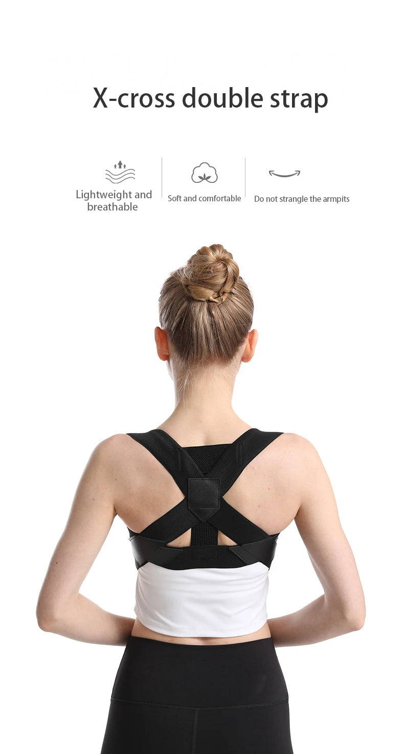 Adjustable upper back posture corrector with breathable cross straps for adults - product image