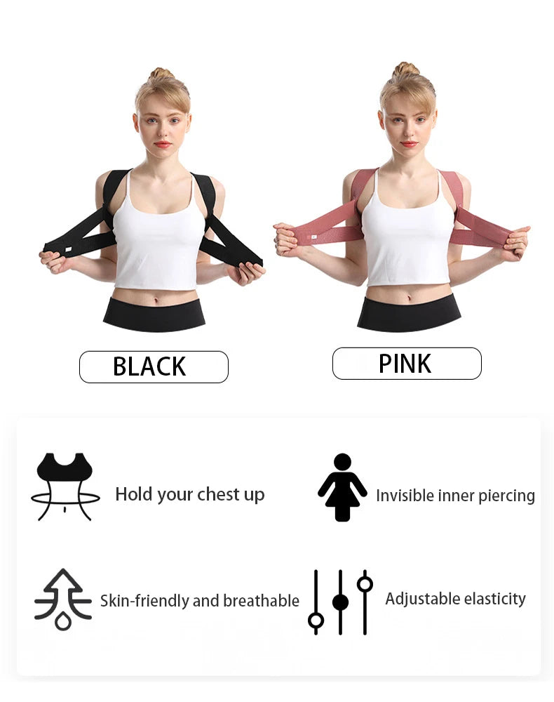 Adjustable upper back posture corrector with breathable cross straps for adults - product image