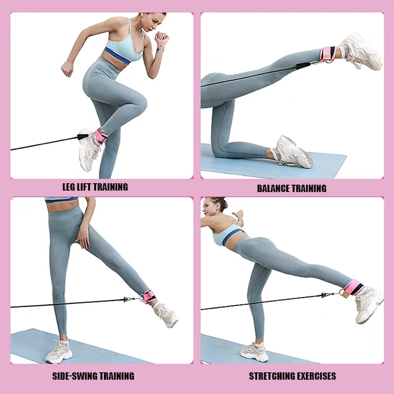 Adjustable weight lifting ankle straps with thick padding and d-ring hook closure - product image
