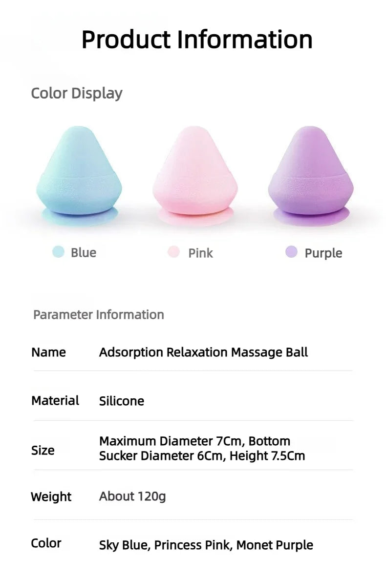 Adsorption silicone fascia massage ball with suction base for full body use - product image