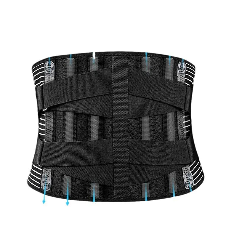 Back brace with memory aluminum stays and adjustable dual elastic straps - product image