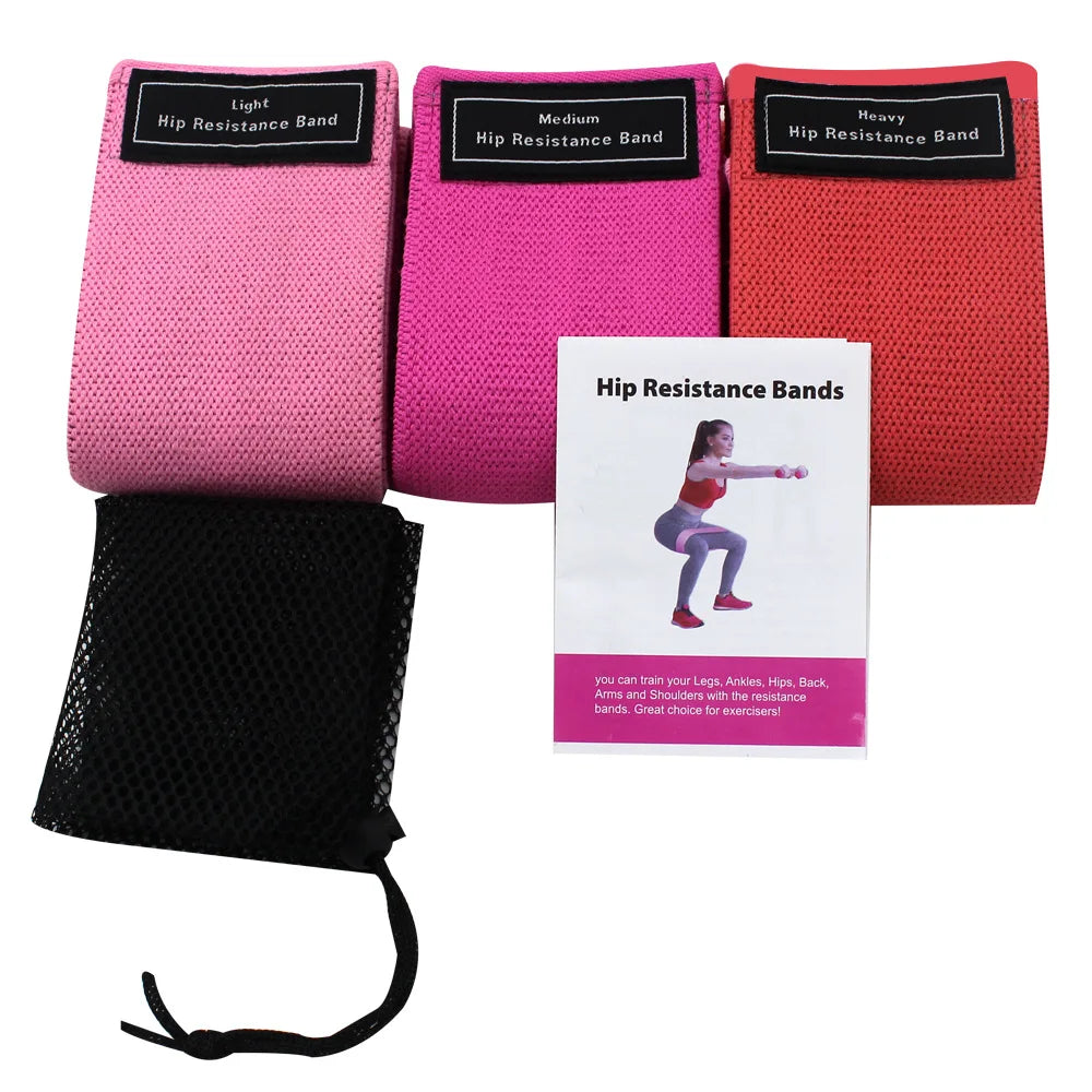 Braided fabric resistance loop band set for leg and hip workouts - product image
