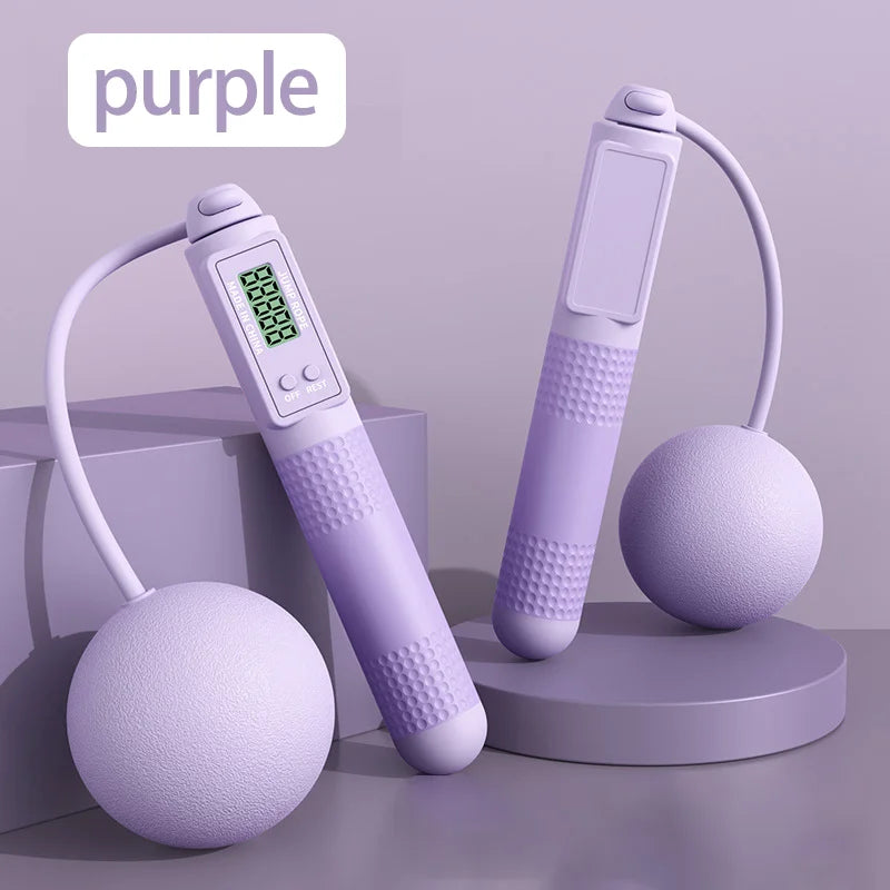 Cordless jump rope with lcd counter and adjustable length for home fitness - product image