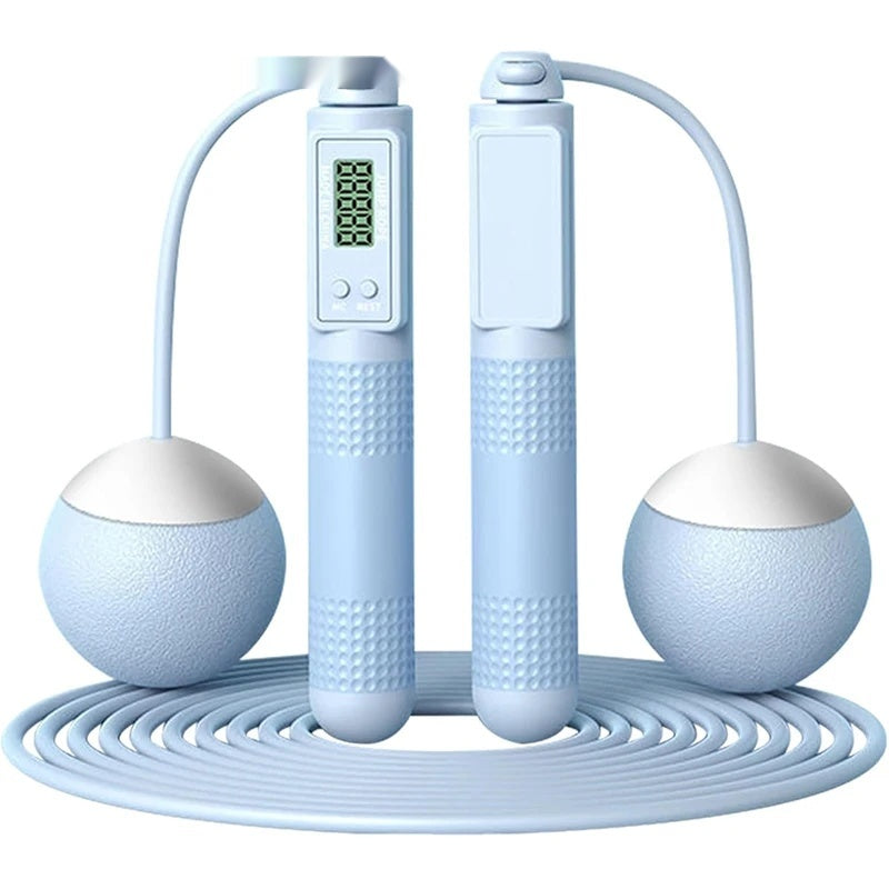 Cordless weighted jump rope with adjustable length and large ball handles for fitness - product image