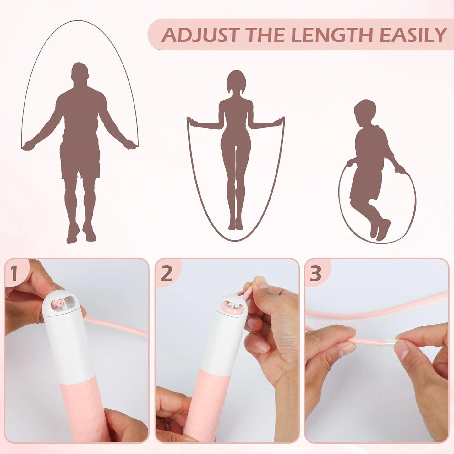Cordless weighted jump rope with adjustable length and large ball handles for fitness - product image