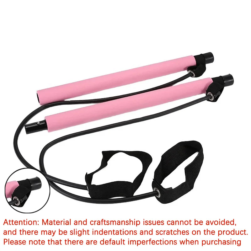 Detachable pilates bar with elastic resistance bands and foam handles - product image