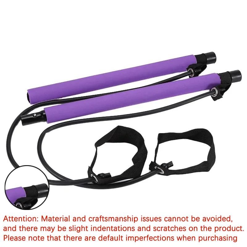 Detachable pilates bar with elastic resistance bands and foam handles - product image