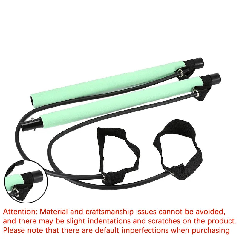 Detachable pilates bar with elastic resistance bands and foam handles - product image