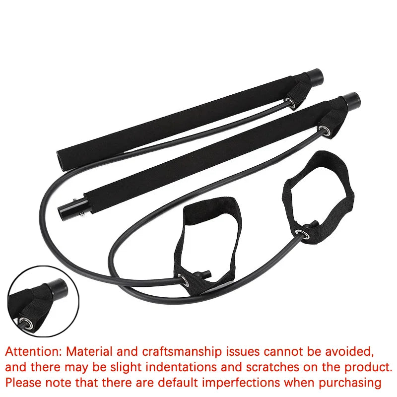 Detachable pilates bar with elastic resistance bands and foam handles - product image