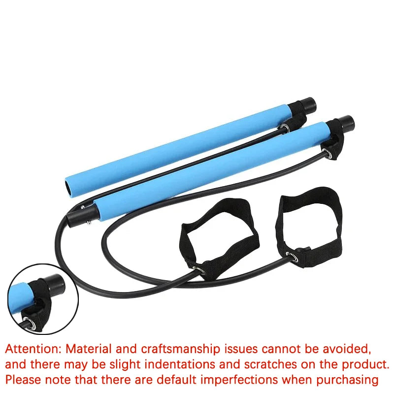 Detachable pilates bar with elastic resistance bands and foam handles - product image