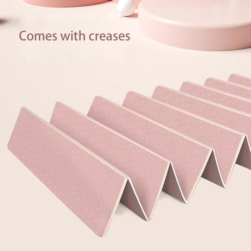 Eco-friendly foldable tpe yoga mat with non-slip double-sided texture and carry strap - product image