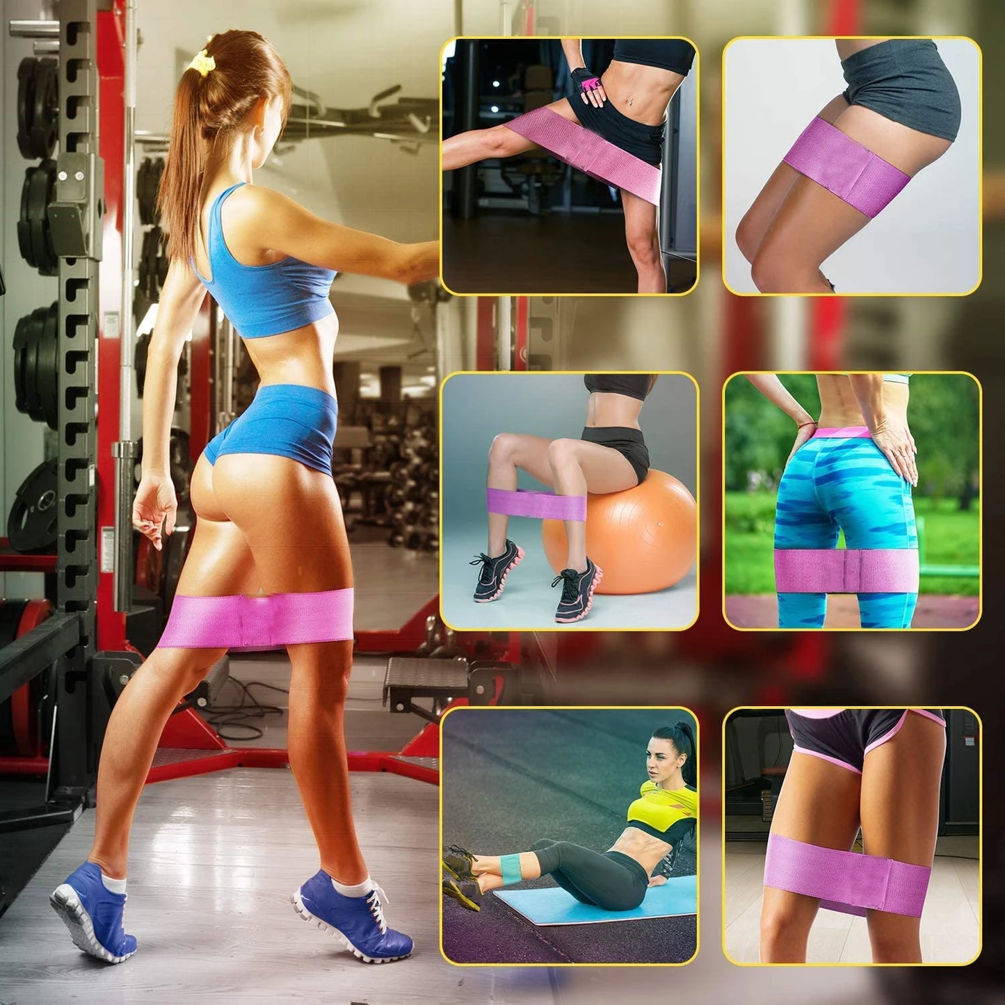 Elastic resistance bands set for home training yoga and strength workouts - product image