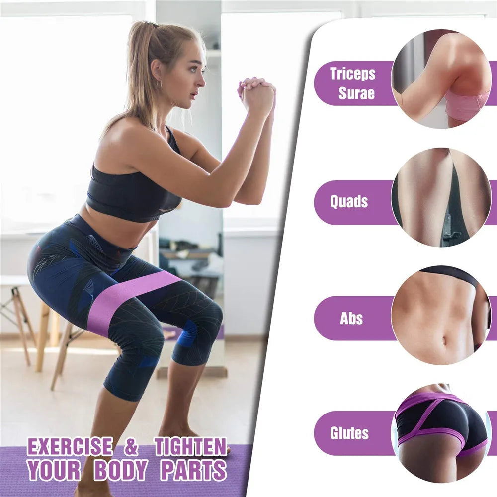 Elastic resistance bands set for home training yoga and strength workouts - product image