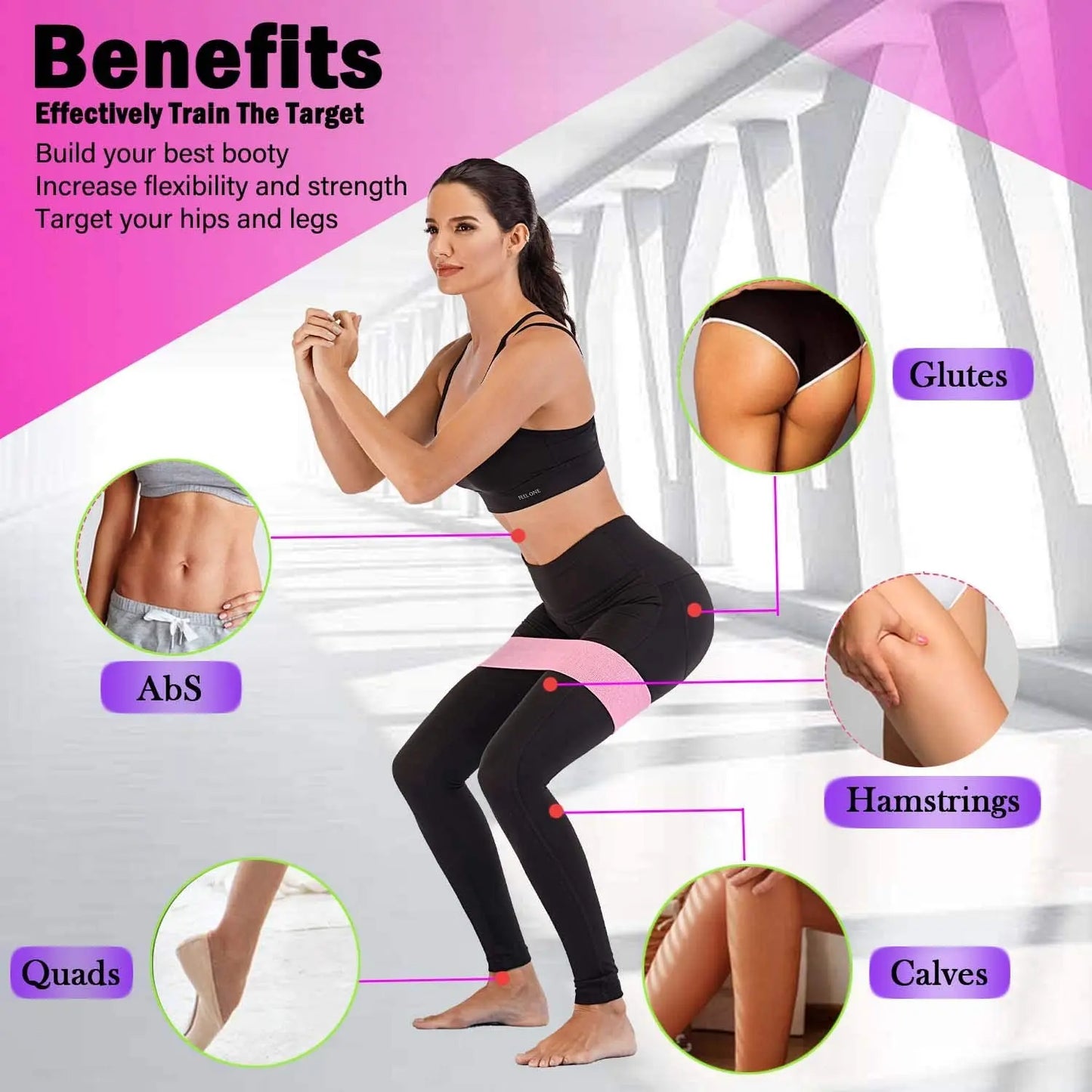 Elastic resistance bands set for home training yoga and strength workouts - product image