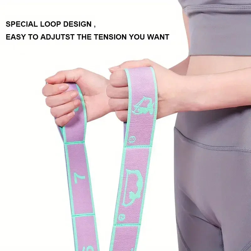 Elastic resistance yoga stretching band with multi-loop design for pilates and training - product image