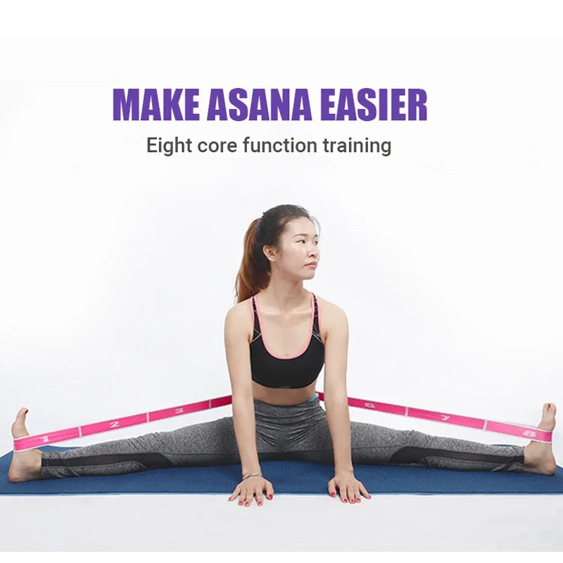 Elastic resistance yoga stretching band with multi-loop design for pilates and training - product image
