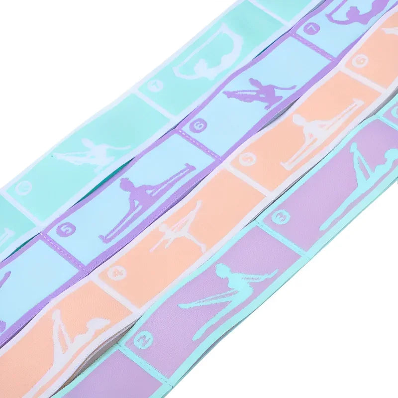 Elastic resistance yoga stretching band with multi-loop design for pilates and training - product image