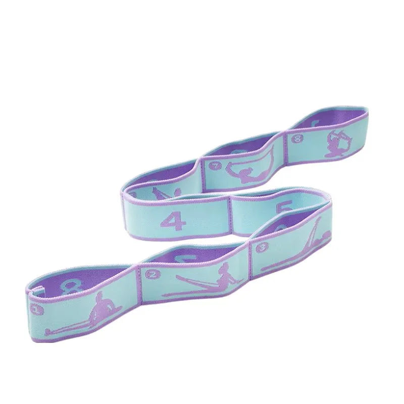 Elastic resistance yoga stretching band with multi-loop design for pilates and training - product image