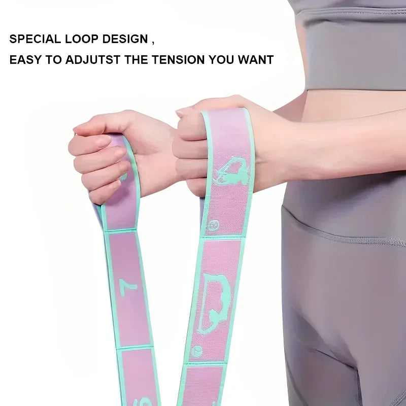 Elastic resistance yoga stretching band with multi-loop design for pilates and training - product image