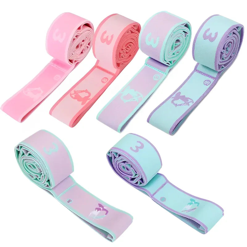 Elastic resistance yoga stretching band with multi-loop design for pilates and training - product image