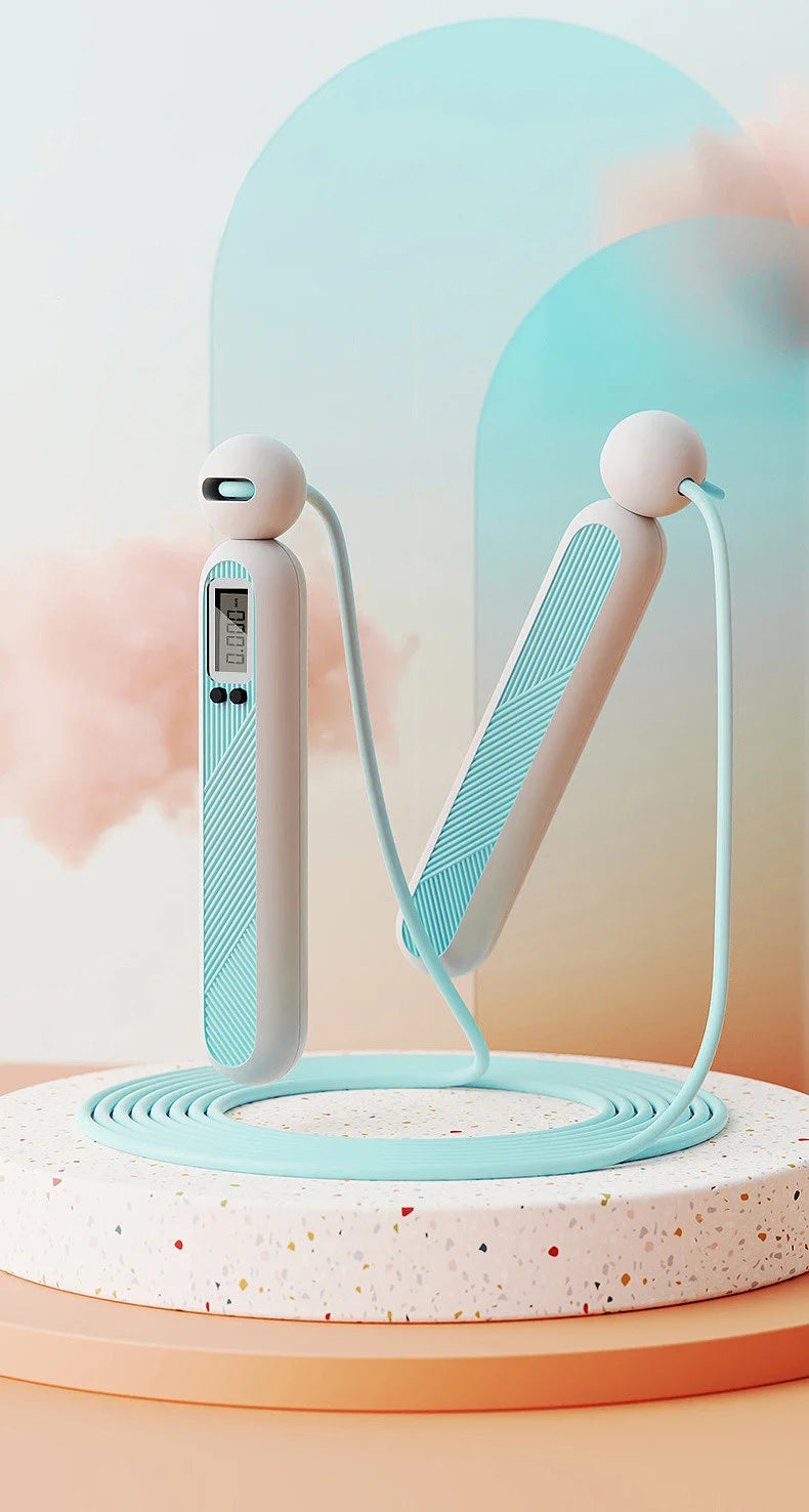 Electronic counting jump rope with 360° rotation and adjustable length - product image