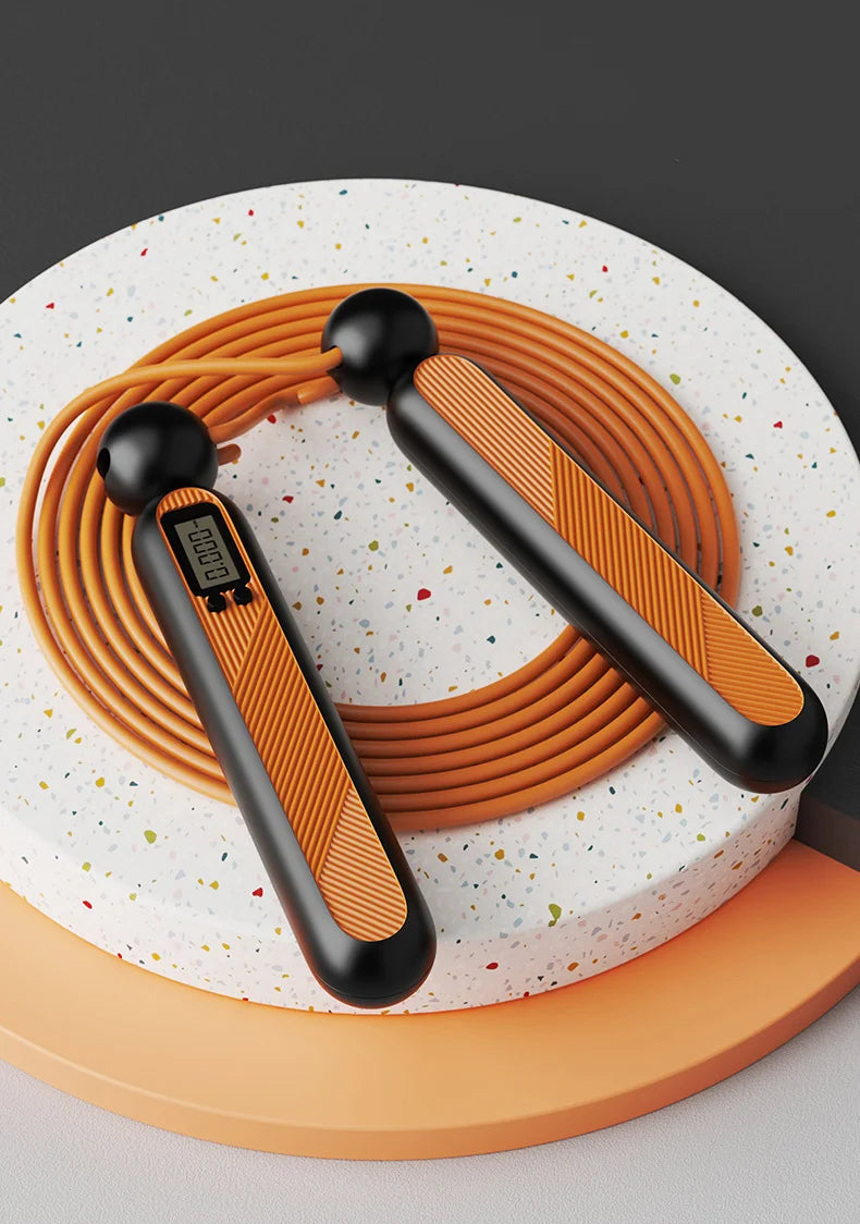 Electronic counting jump rope with 360° rotation and adjustable length - product image