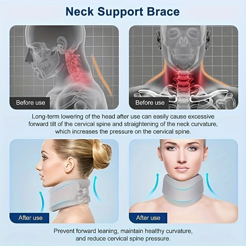Ergonomic neck brace with front support and rear traction for posture correction - product image
