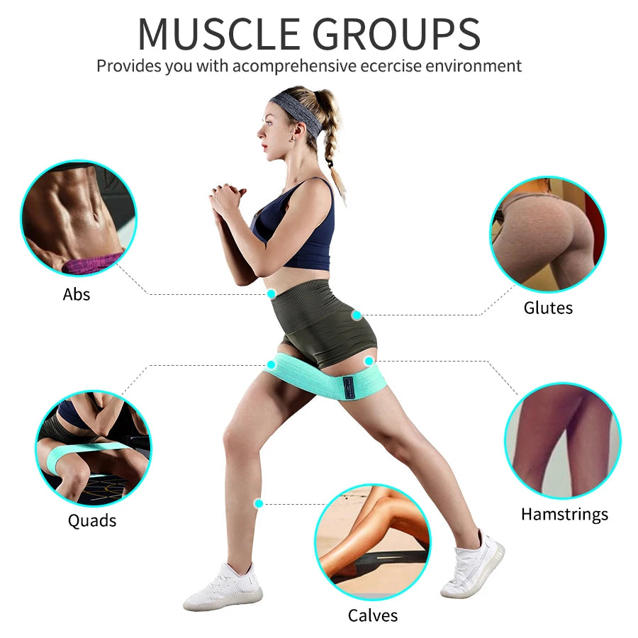 Fabric booty bands set with non-slip thick elastic for squats and hip workouts - product image