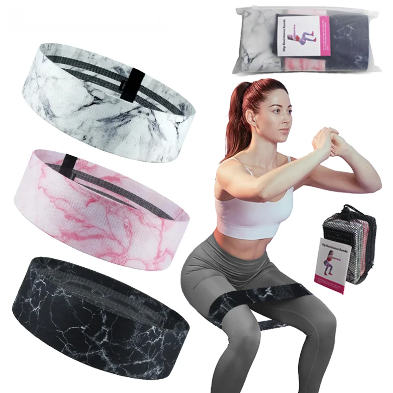 Fabric squat loop resistance bands with anti-slip grip for fitness and yoga training - product image