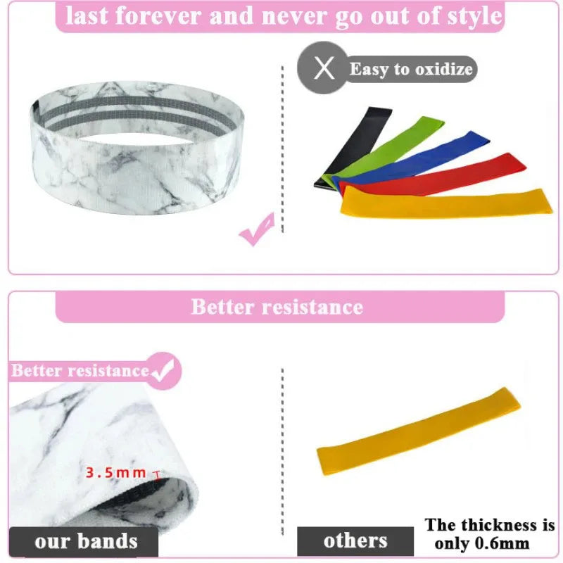 Fabric squat loop resistance bands with anti-slip grip for fitness and yoga training - product image