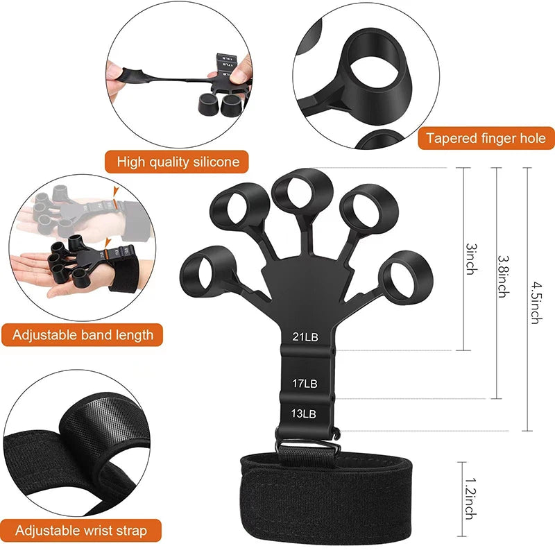 Finger gripper exerciser with 6 resistance levels for hand strength training - product image