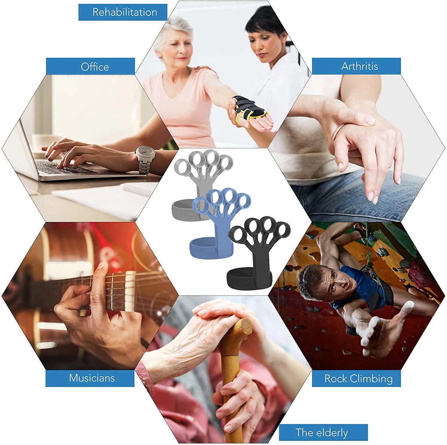Finger stretcher grip strengthener with silicone for hand therapy and forearm exercise - product image