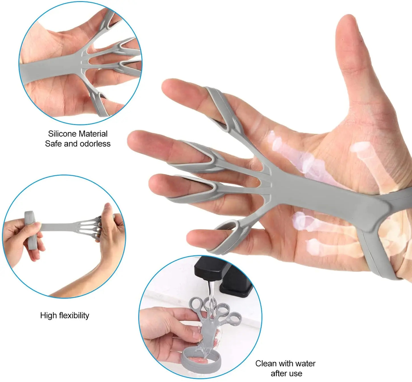 Finger stretcher grip strengthener with silicone for hand therapy and forearm exercise - product image