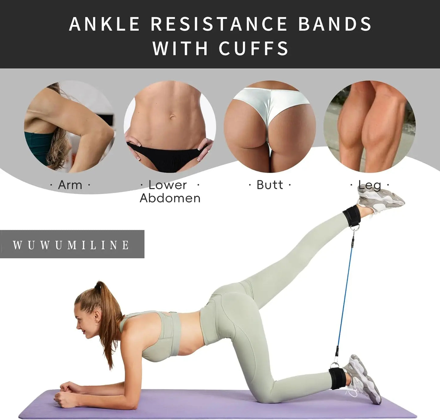 Fitness ankle buckle and leg training strap with double d-ring for hip workout - product image