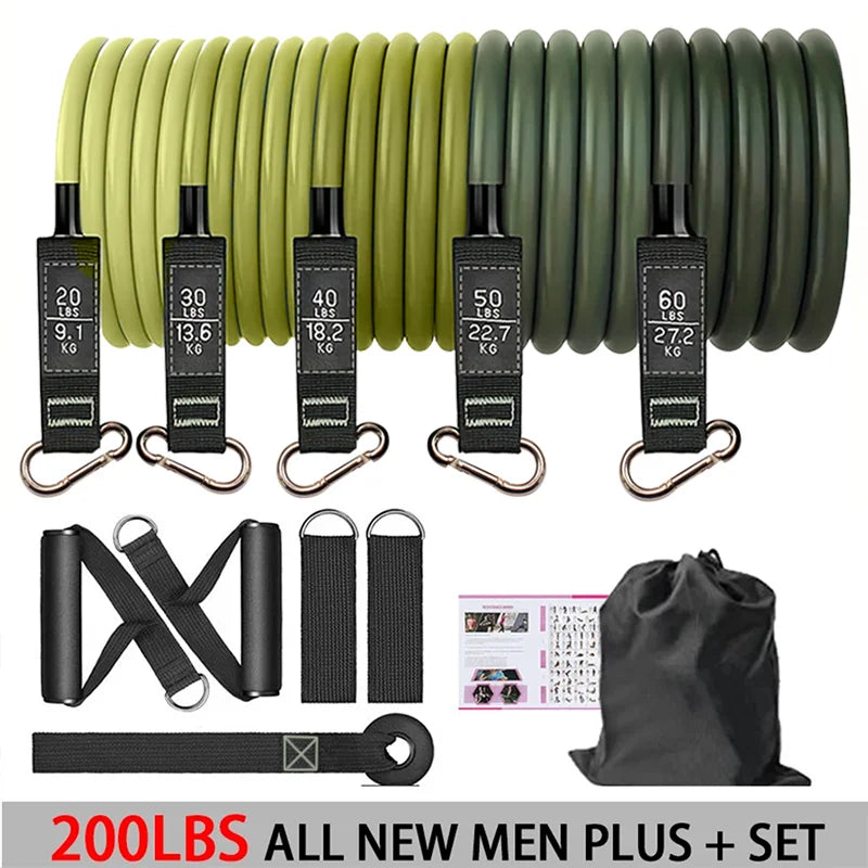 Fitness resistance rubber band set with handles and door anchor - product image