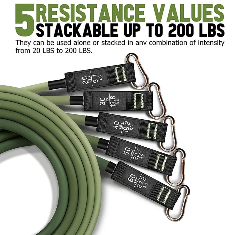 Fitness resistance rubber band set with handles and door anchor - product image