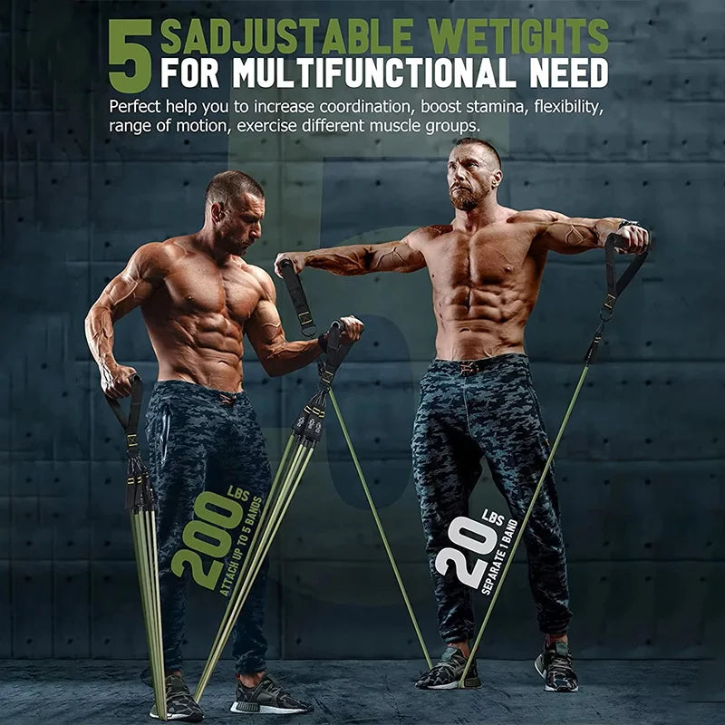 Fitness resistance rubber band set with handles and door anchor - product image