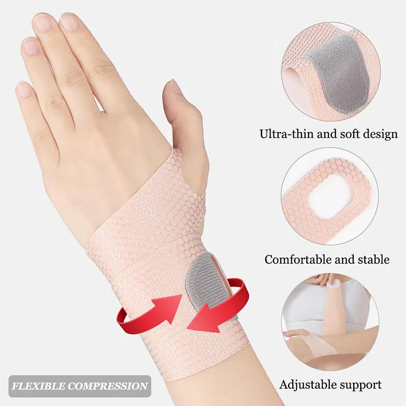 Fixed spandex sport wrist guard with fastener tape and adjustable support - product image