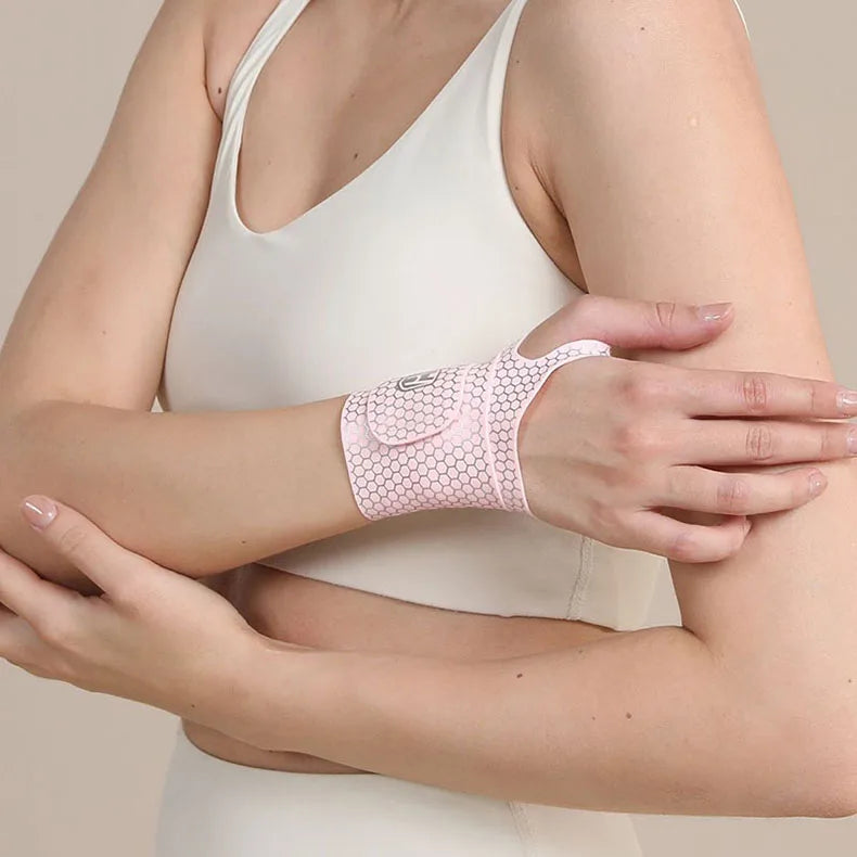 Fixed spandex sport wrist guard with fastener tape and adjustable support - product image