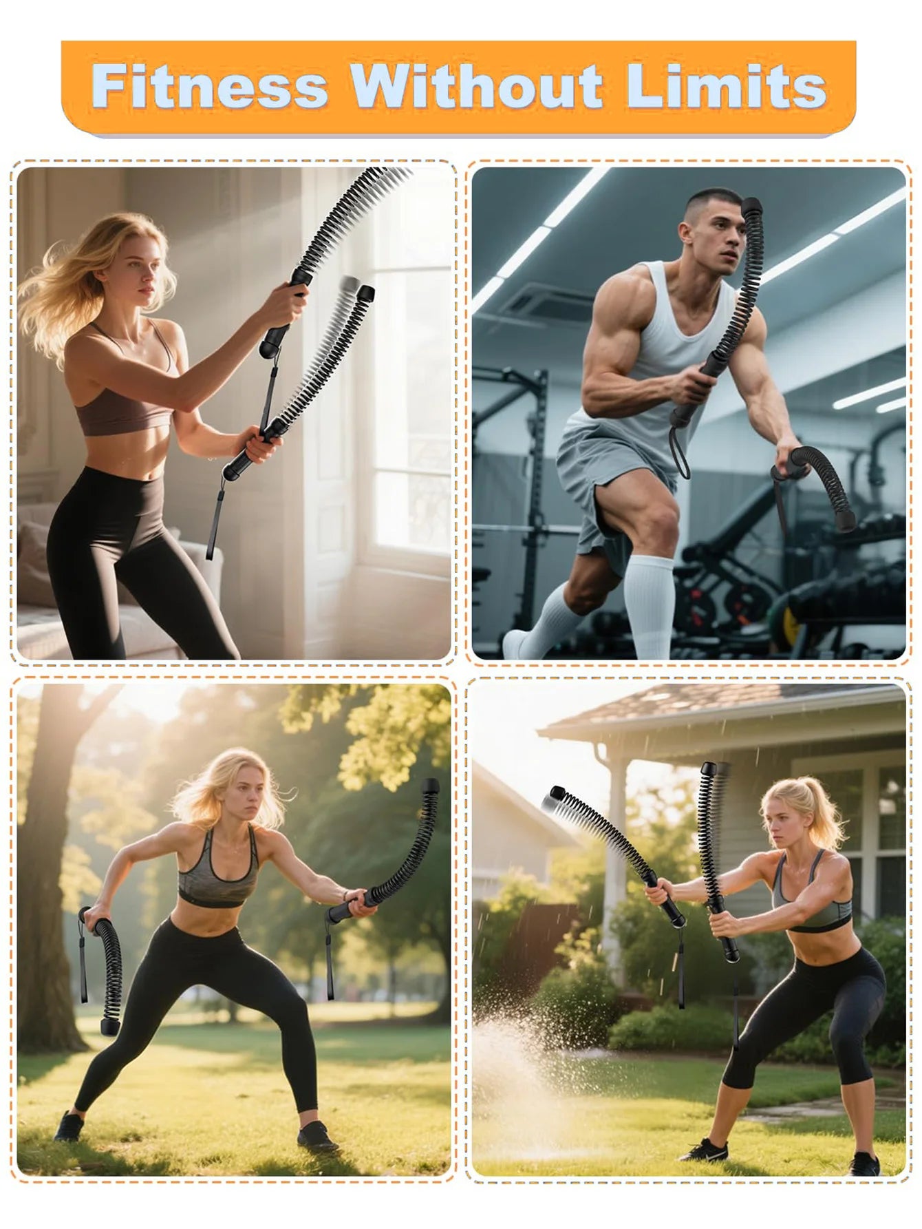 Flexible spring arm strength expander with anti-slip handles for forearm workout - product image