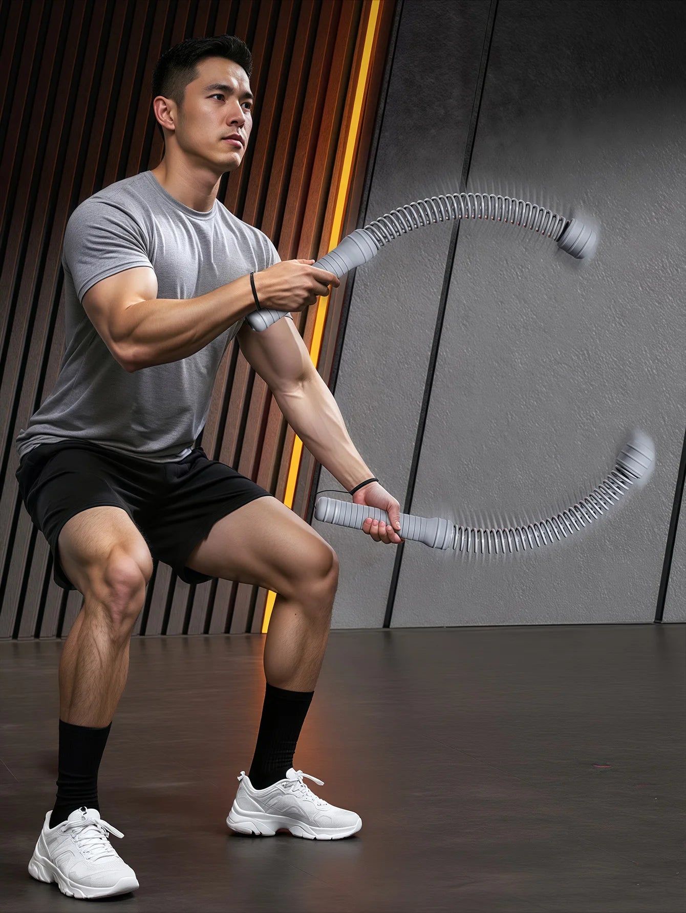 Flexible spring arm strength expander with anti-slip handles for forearm workout - product image