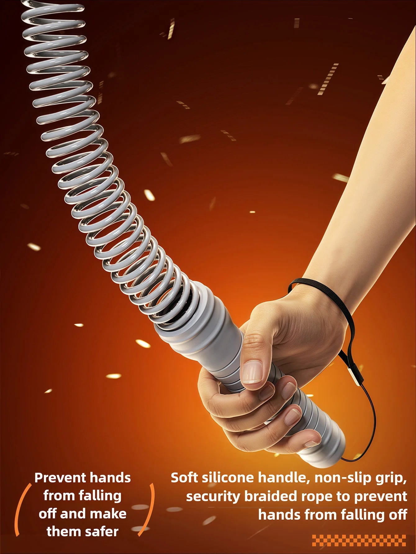 Flexible spring arm strength expander with anti-slip handles for forearm workout - product image