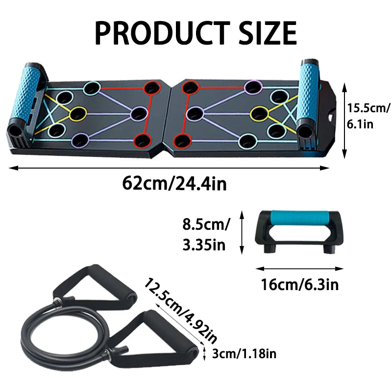 Foldable push-up board with color-coded positions and padded non-slip handles - product image