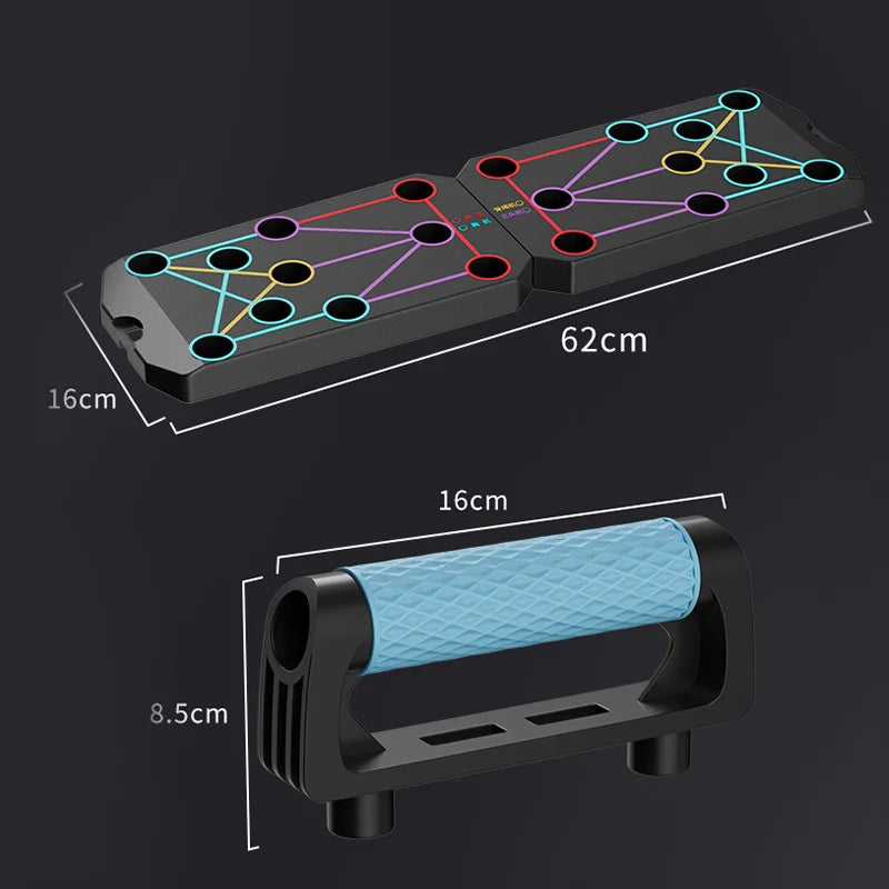 Foldable push-up board with color-coded positions and padded non-slip handles - product image