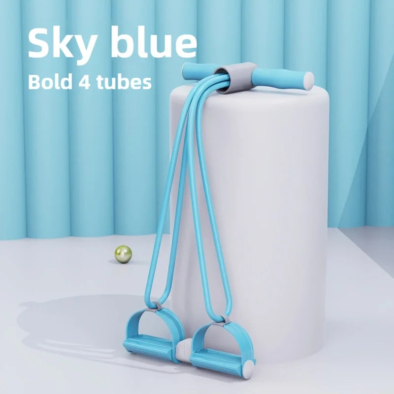 Four-tube pedal tensioner resistance band for yoga and full body fitness training - product image