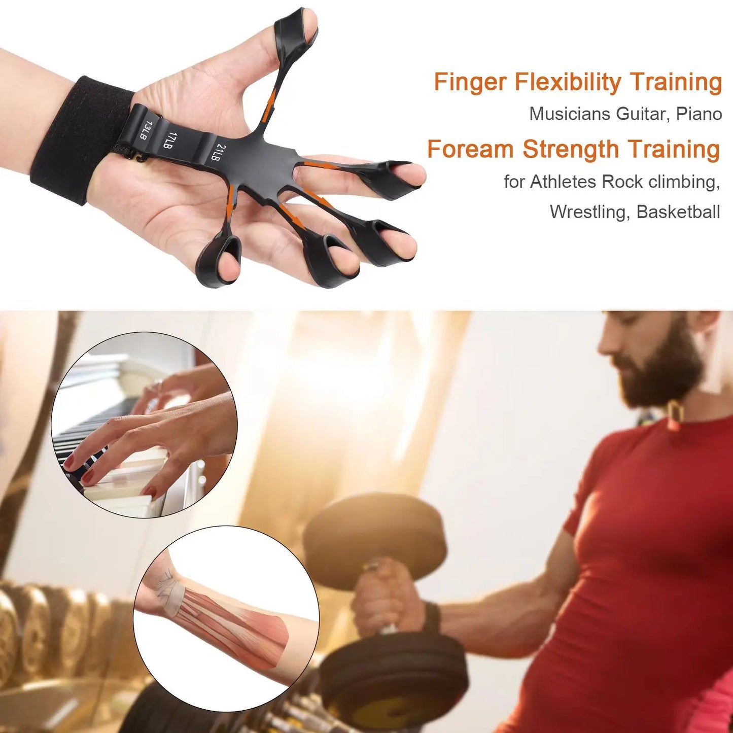 Grip strength trainer hand exerciser with 6 resistance levels - product image