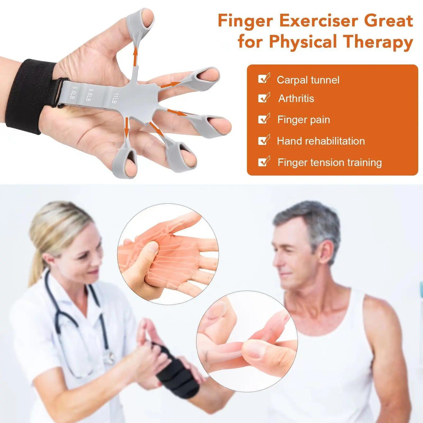 Grip strength trainer hand exerciser with 6 resistance levels - product image