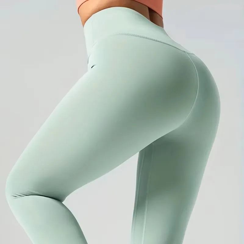 High waist fitness leggings with elastic waistband for running and yoga - product image