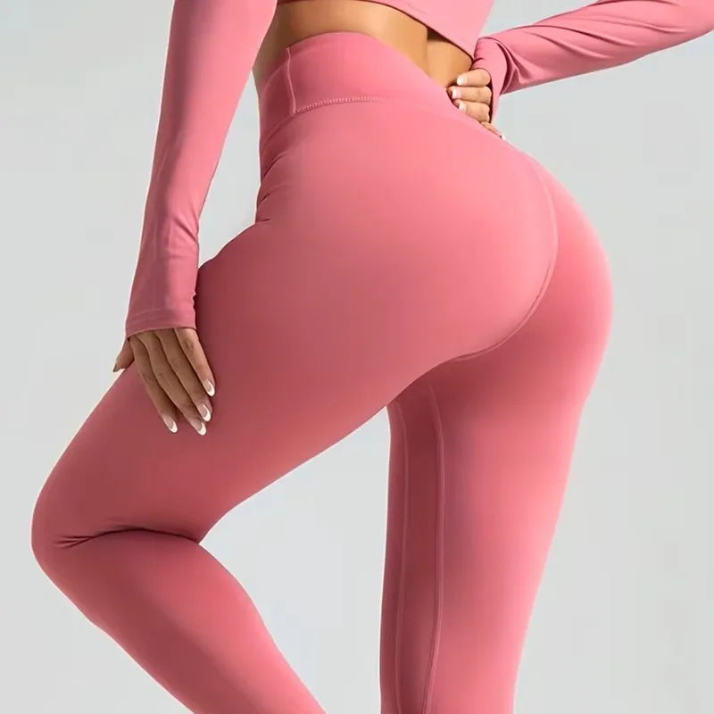 High waist fitness leggings with elastic waistband for running and yoga - product image