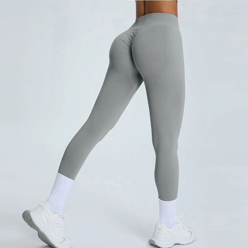 High waist yoga pants with v-fold waist and butt lifting design - product image